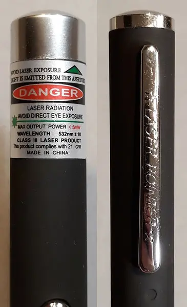 Foto aus der offiziellen Meldung: LASER POINTER Laserpointer — Risiko: Sehschaden (INFO/00142/22)