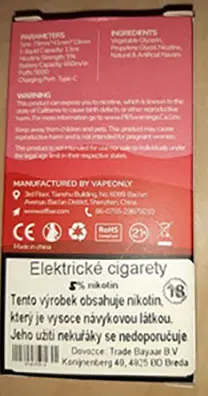 Photo de l’avis officiel: ELFBAR BC 5000 RED MOJITO Cigarette électronique jetable — risque: Risque chimique