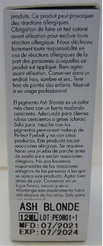 Foto uit de officiële melding: Perfect Eyelash Permanent Makeup Pigment Ash Blonde Tattoo inkt — risico: Chemische risico's
