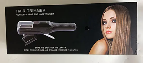 Photo from the official notice: Cordless split end hair trimmer — environment risk