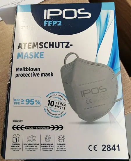 Foto uit de officiële melding: IPOS Atemschutz-maske, Meltblown protective mask Het masker van het deeltjefilter — risico: Gezondheidsrisico/overige