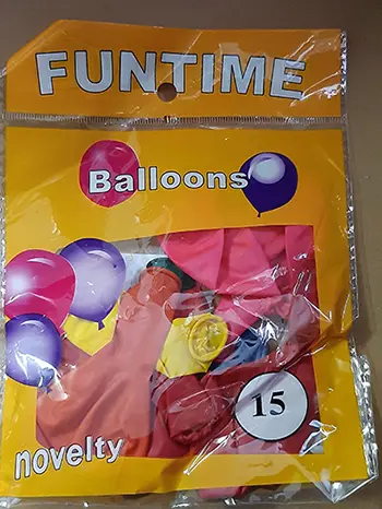 Photo de l’avis officiel: FUNTIME Balloons Ballons — risque: Risque chimique