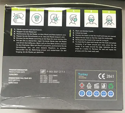 Foto aus der offiziellen Meldung: FAMEX FAGOMED Particle filtering half mask Partikelfiltermaske — Risiko: Gesundheitsrisiken/Sonstige