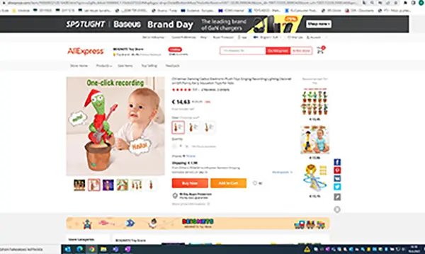 Foto dell’avviso ufficiale: Christmas Dancing Cactus Electronic Plush Toys Singing Recording Lighting Decoration Gift Funny Earl Giocattol — rischio: Ostruzione delle vie aeree