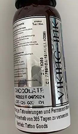 Photo de l’avis officiel: Dynamic Viking-Ink DYNAMIC CHOCOLATE Encre de tatouage — risque: Risque chimique