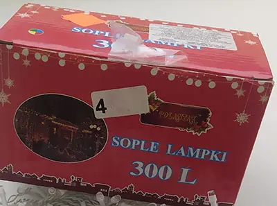 Foto aus der offiziellen Meldung: Sople Lampki 300L Beleuchtungskette — Risiko: Elektrischer Schlag & Feuer
