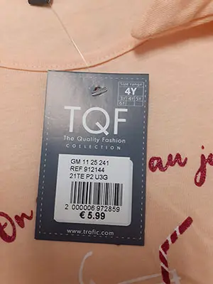 Foto do aviso oficial: TQF Collection T-shirt para crianças — risco: Estrangulamento