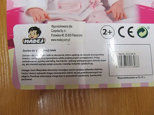 Photo from the official notice: Madej Buteleczka dla Amelki plastic toy — choking risk