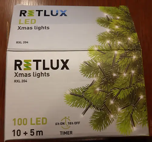 Foto dell’avviso ufficiale: RETLUX Xmas lights Catena di illuminazione — rischio: Ustioni & Scossa elettrica