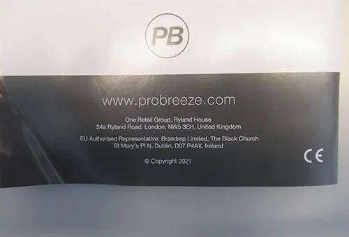 Foto do aviso oficial: ProBreeze Purificador de ar — risco: Choque elétrico