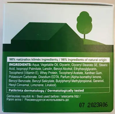 Photo from the official notice: Margarita Moisturising Facial Cream with natural whey face cream — chemical risk