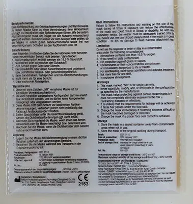 Foto aus der offiziellen Meldung: AnDum Particle Filtering Half Masks Partikelfiltermaske — Risiko: Gesundheitsrisiken/Sonstige