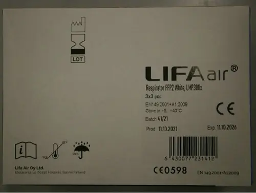 Photo de l’avis officiel: Lifa air Masque de filtre à particules — risque: Risque sanitaire/autre