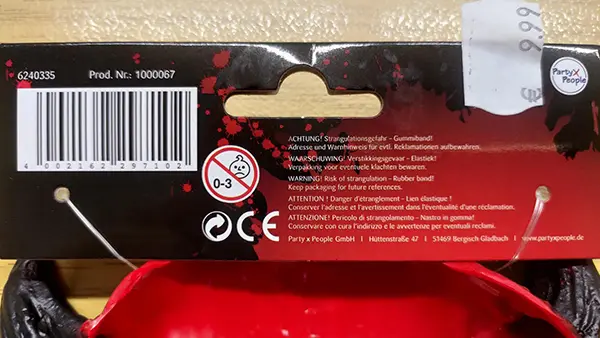 Photo from the official notice: Party x People, Rubie's Half mask devil / Halbmaske Teufel fancy-dress mask — burns risk