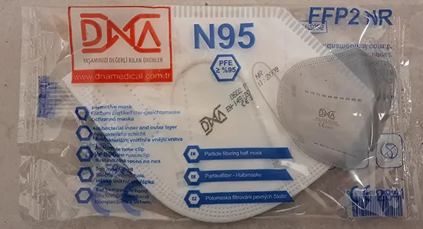 Photo from the official notice: DNA Protective mask particle filter mask — health risk