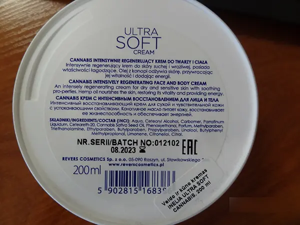Foto dell’avviso ufficiale: INelia ULTRA SOFT CREAM CANNABIS HERBAL THERAPY Crema viso e corpo — rischio: Rischio chimico