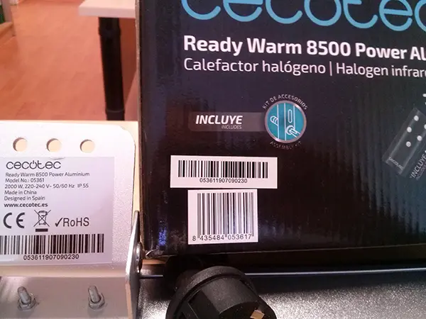 Foto uit de officiële melding: Ready Warm 8500 Power Aluminium Elektrische verwarming — risico: Brandwonden & Elektrische schok