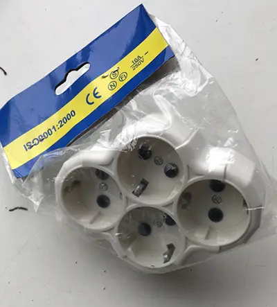 Photo from the official notice: Multiplug socket — electric shock & fire risk