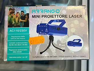 Foto uit de officiële melding: Arrango miniproiettore laser per esterni Outdoor laserprojector — risico: Aantasting van het gezichtsvermogen