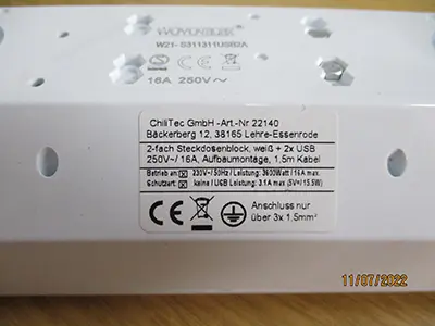 Foto do aviso oficial: WUYUNELEK Tomada multiplug — risco: Choque elétrico