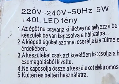 Photo from the official notice: Karácsonyi jégcsap égősor (Christmas icicle burning line) lighting chain — burns & electric shock risk