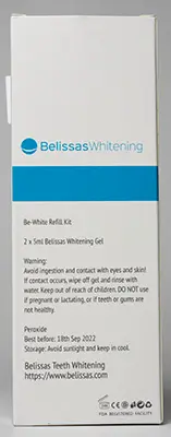 Foto dell’avviso ufficiale: Belissas Be-White Teeth Whitening Gel sbiancante dei denti — rischio: Rischio chimico