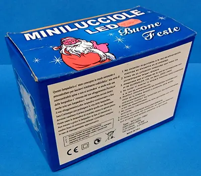 Photo de l’avis officiel: MINILUCCIOLE LED Chaîne d’éclairage — risque: Brûlures & Choc électrique