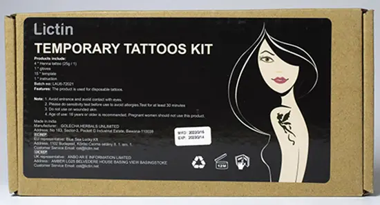 Photo from the official notice: Lictin Temporary Tattoos Kit — chemical risk