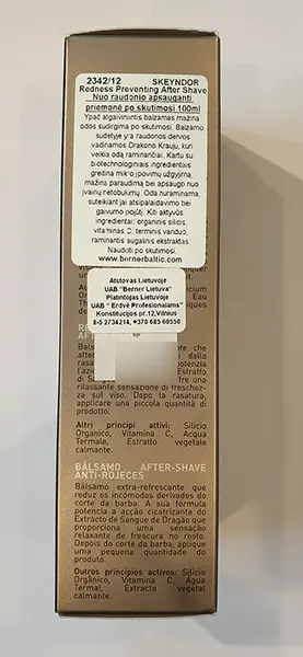 Foto dell’avviso ufficiale: SKEYNDOR Bálsamo after-shave anti-rojeces / Redness preventing after shave Dopo la rasatura balsamo — rischio: Rischio chimico