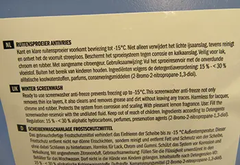 Foto aus der offiziellen Meldung: ALL RIDE Winter screenwash Auto Windschutzscheibe Waschflüssigkeit — Risiko: Chemikalie