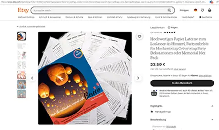 Foto do aviso oficial: Papierlaterne Lanterna do céu — risco: Incêndio (A12/00350/23)
