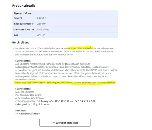 Photo from the official notice: Circular saw blade — cuts risk (A12/00396/23)