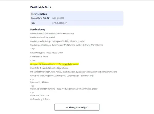 Photo from the official notice: Circular saw blade — cuts risk (A12/00402/23)