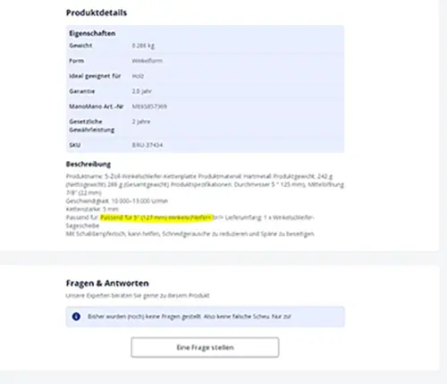 Photo from the official notice: Circular saw blade — cuts risk (A12/00404/23)