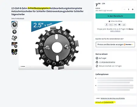 Photo from the official notice: Circular saw blade — cuts risk (A12/00410/23)