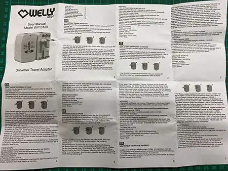 Foto aus der offiziellen Meldung: WELLY enjoy IT universal travel adaptor Reiseadapter — Risiko: Elektrischer Schlag