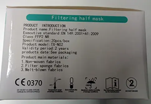 Foto do aviso oficial: TIEXIONG TieXiong TX-N02 Máscara de filtro de partículas — risco: Risco para a saúde / outro
