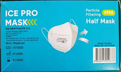 Photo from the official notice: ICE Pro Mask particle filter mask — health risk