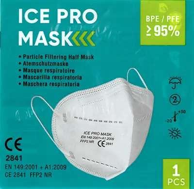 Photo from the official notice: ICE Pro Mask particle filter mask — health risk