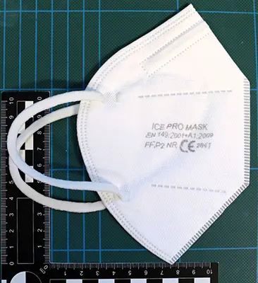 Photo from the official notice: ICE Pro Mask particle filter mask — health risk