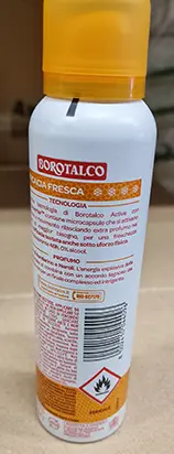 Photo de l’avis officiel: BOROTALCO Profumo di Mandarino e Neroli Déodorant pulvérisé — risque: Risque chimique