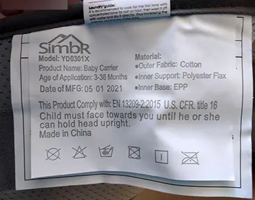 Photo de l’avis officiel: SimbR Porte-bébé — risque: Blessures