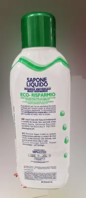 Photo from the official notice: MilMil Sapone liquido con antibatterico naturale estratto di tè verde liquid soap — chemical risk