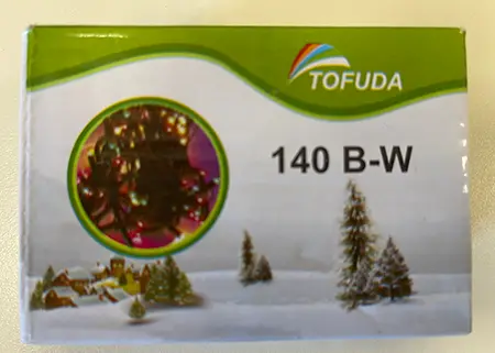 Foto do aviso oficial: TOFUDA TOFUDA, 140 B-W Corrente de iluminação — risco: Choque elétrico & Incêndio