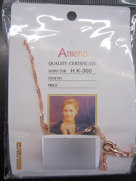 Foto dell’avviso ufficiale: Aniena Fashion Jewelry Set di gioielli — rischio: Rischio chimico