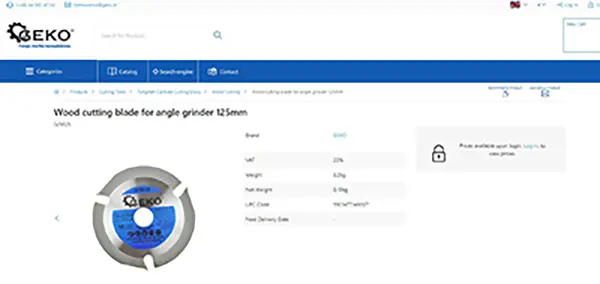 Photo from the official notice: Geko saw blade for angle grinders — cuts risk