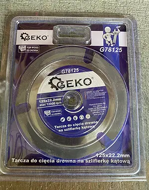 Photo from the official notice: Geko saw blade for angle grinders — cuts risk