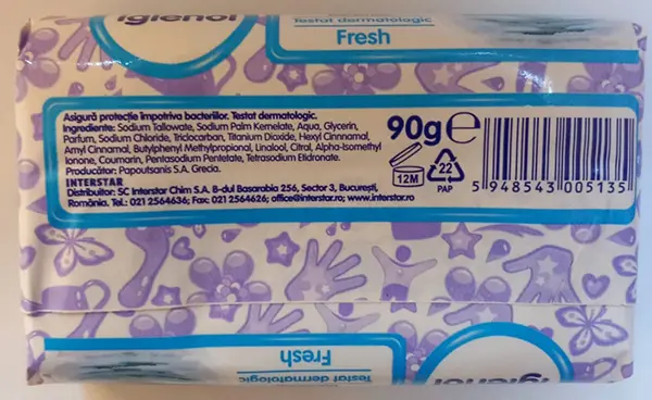 Photo de l’avis officiel: Igienol Antibacterial soap Fresh Savon — risque: Risque chimique