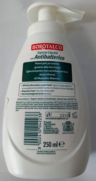 Foto dell’avviso ufficiale: BOROTALCO Antibacterial soap Sapone liquido — rischio: Rischio chimico