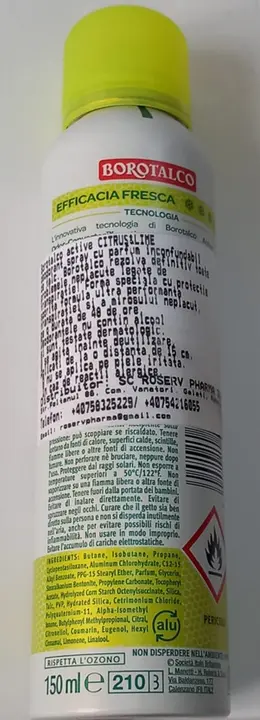 Photo de l’avis officiel: BOROTALCO Active Pulvérisation de déodorant — risque: Risque chimique (A12/00659/23)